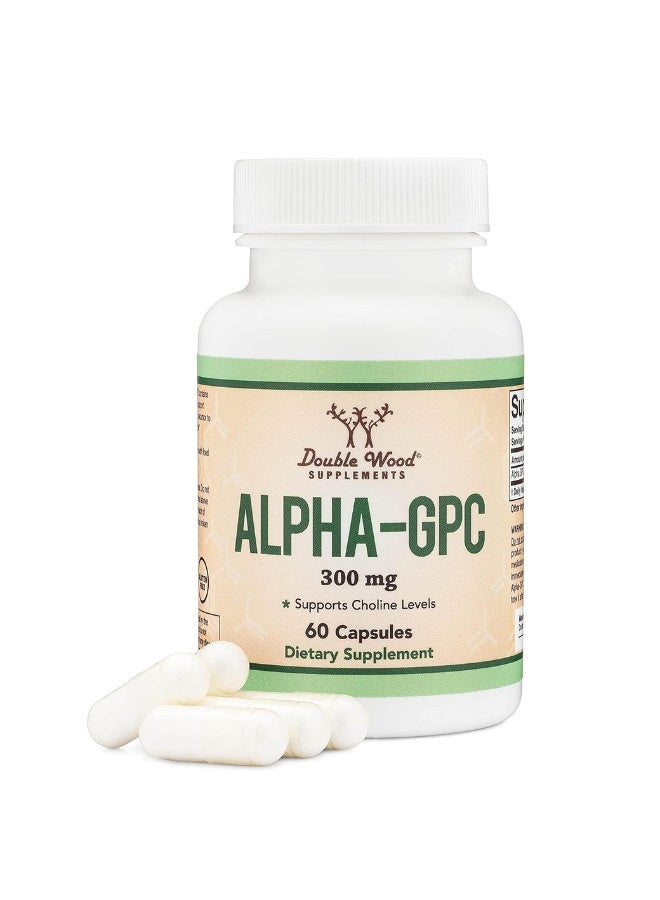 Alpha GPC Choline Brain Supplement for Acetylcholine (60 Count, 600mg Servings) Advanced Memory Formula, Focus and Brain Support, Focus Supplement (Manufactured in The USA) by Double Wood - Image 1